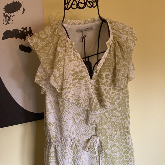 AllSaints Ali Noche Mini Dress in Lime Green - Size 6 - Picture 8 of 15